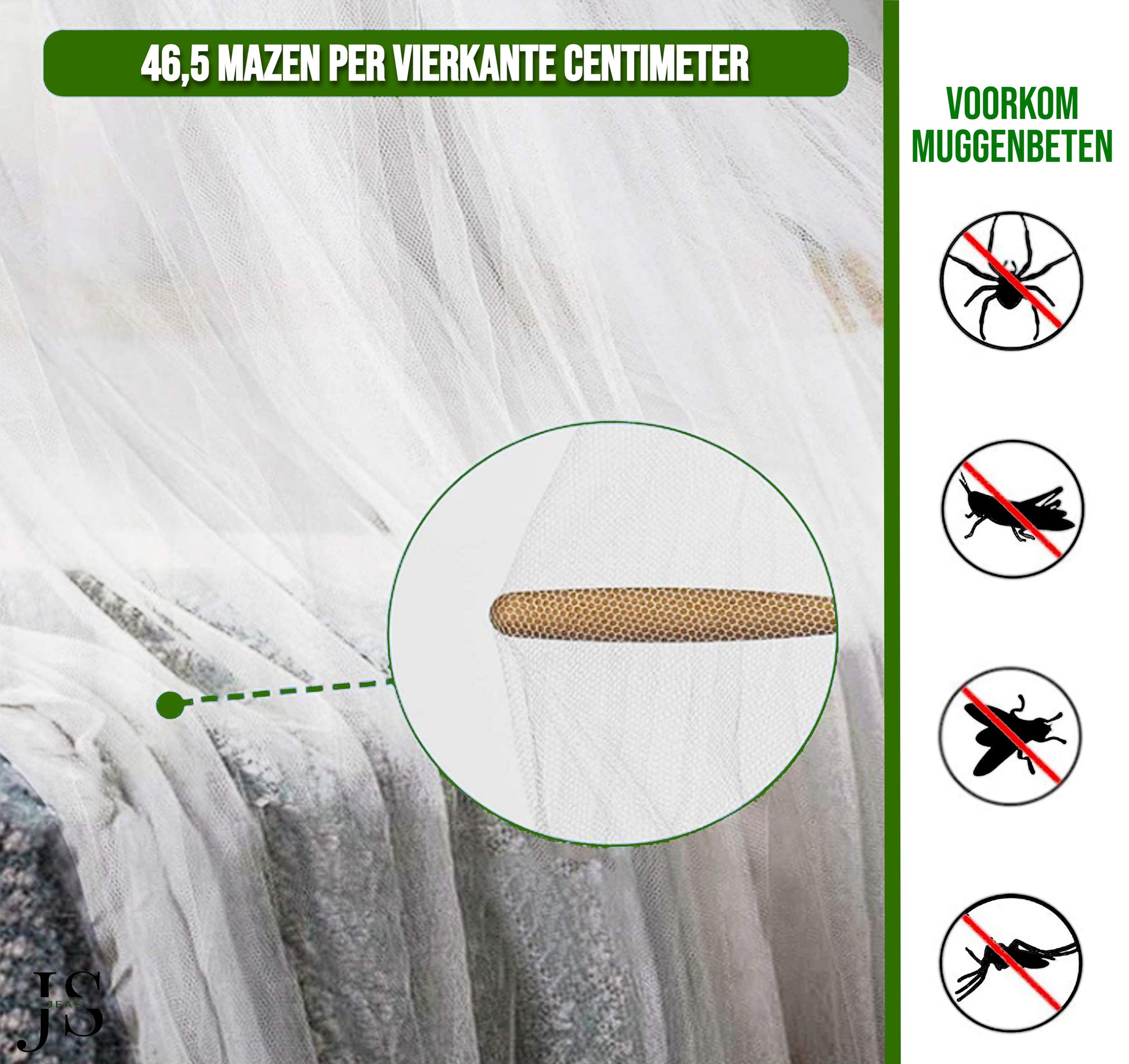 Luxe Klamboe - 100% Polyester - Hoogte 250cm - Omtrek 1000cm - Geschikt voor 1.8m-2m Bed
