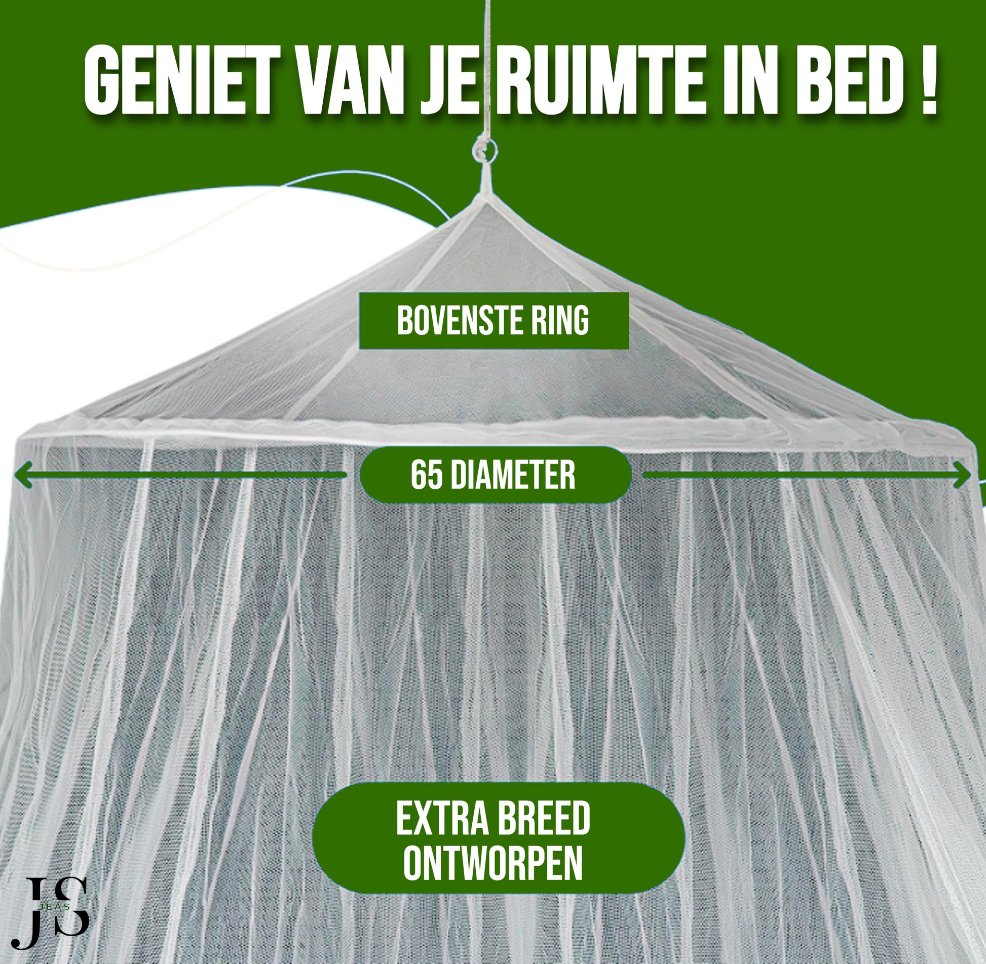 Luxe Klamboe - 100% Polyester - Hoogte 250cm - Omtrek 1000cm - Geschikt voor 1.8m-2m Bed